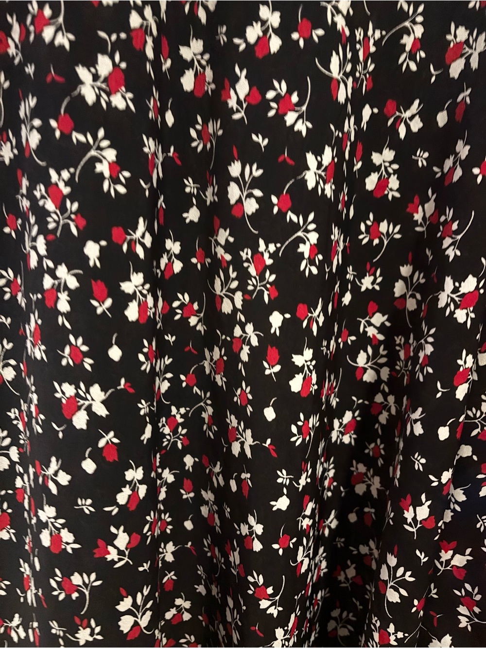 Dressbarn Black Skirt with Red and White Floral Print